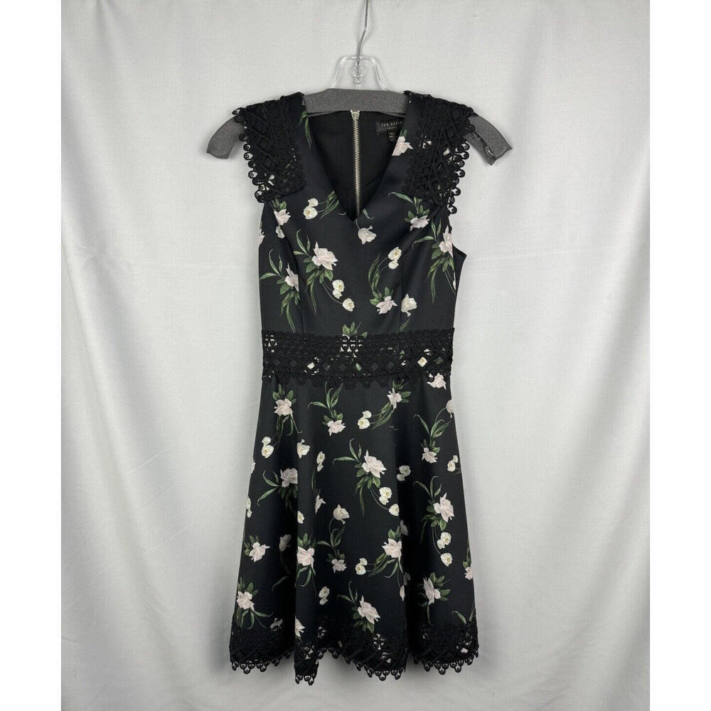 Ted Baker Nolla Sleevless Floral Dress Black Size 2 US